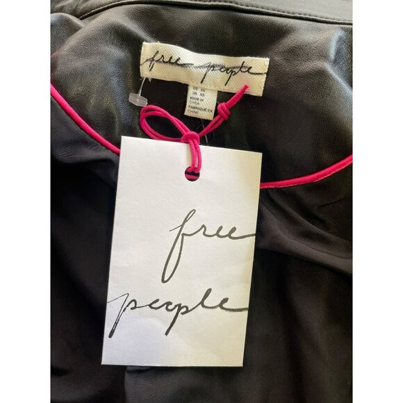 Free People 2 Pc Set Faux Leather Cropped Moto Jacket Pants Sz XS NWT - Picture 11 of 13